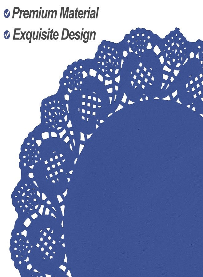 MCEAST 100 Pack Round Blue Paper Doilies 13.5 Inches Lace Place Mats Rustic Scallop Doily Disposable Paper Table Pads for Food Cakes Crafts Party Weddings Tableware Decor - Image 3