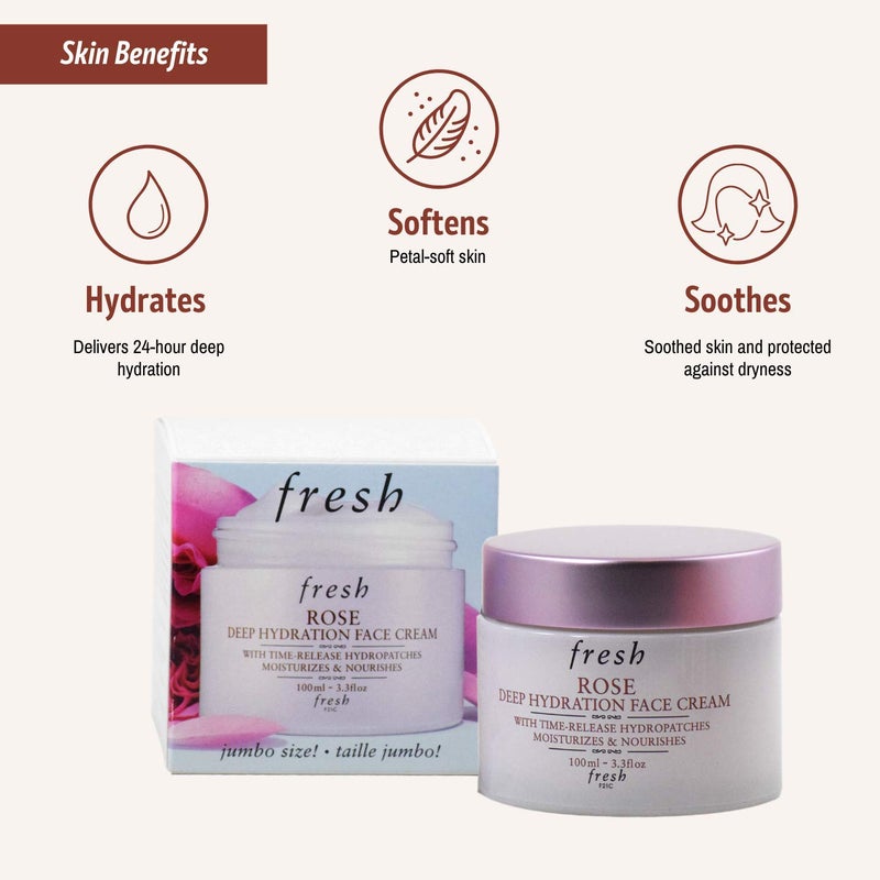 Fresh Rose Deep Hydration Face Cream Moisturizer 3.3 oz Jumbo Size - Image 2