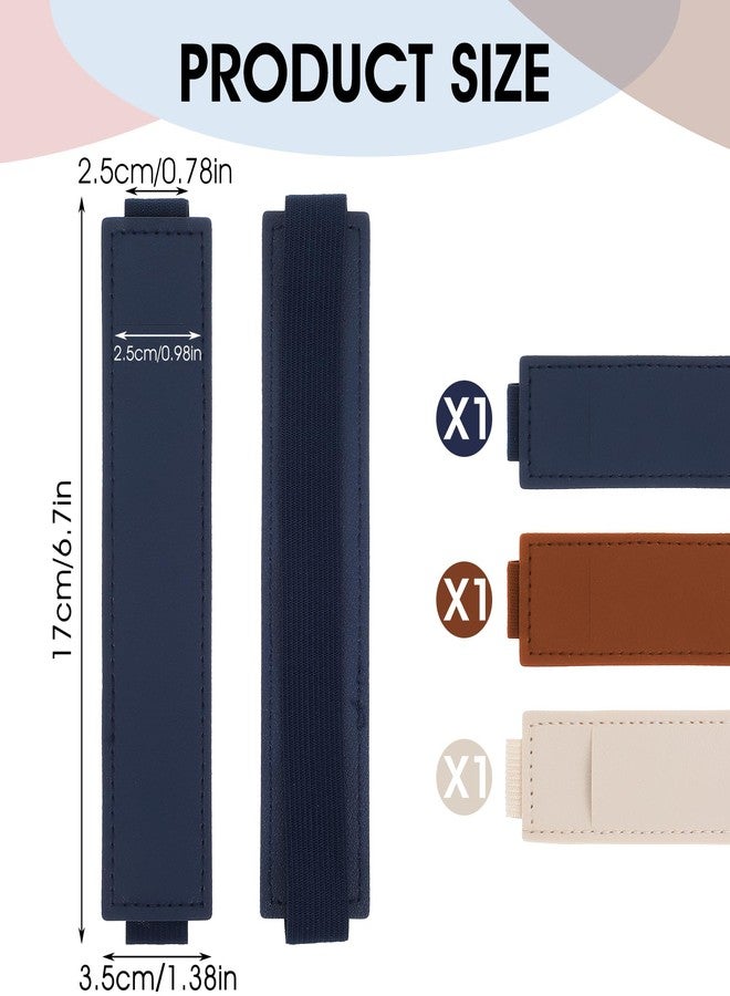 oruola حامل أقلام أورولا مكون من 3 قطع للدفتر، حامل أقلام جلدي، غطاء قلم بشريط مطاطي قابل للتعديل، حامل أقلام قابل للفصل للمذكرات والمخططات والمجلدات والكتب، 3 ألوان (أزرق، بني، أبيض كريمي) - Image 2