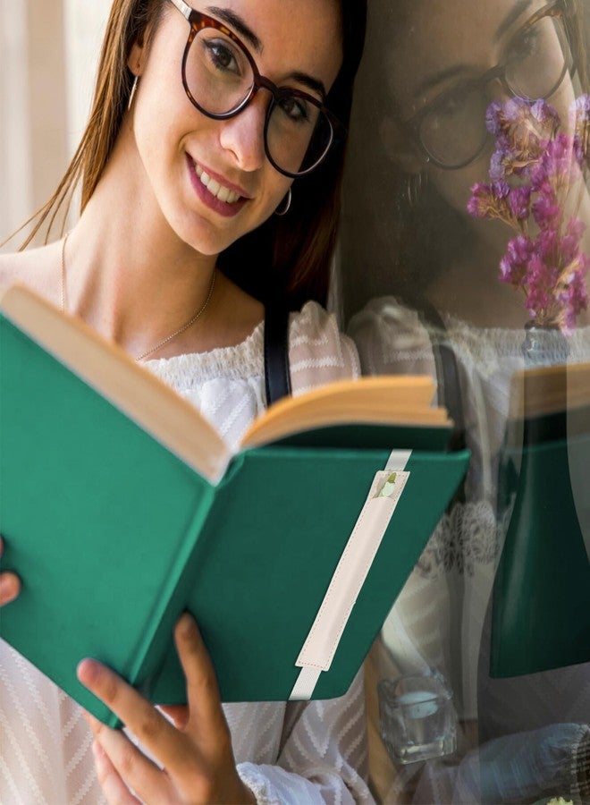 oruola حامل أقلام أورولا مكون من 3 قطع للدفتر، حامل أقلام جلدي، غطاء قلم بشريط مطاطي قابل للتعديل، حامل أقلام قابل للفصل للمذكرات والمخططات والمجلدات والكتب، 3 ألوان (أزرق، بني، أبيض كريمي) - Image 4