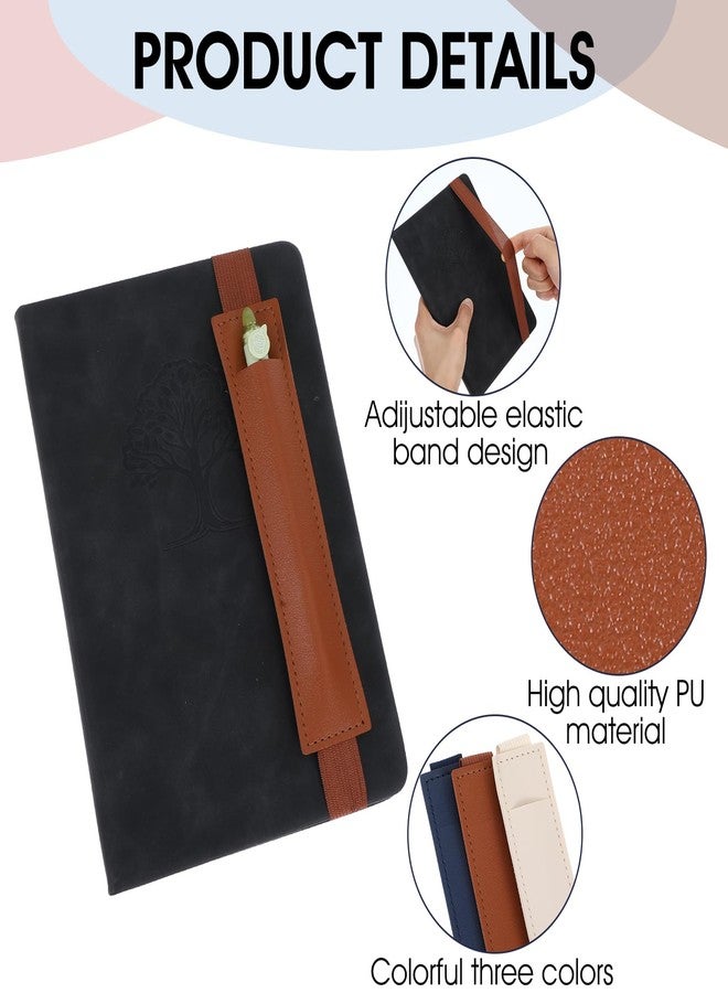 oruola حامل أقلام أورولا مكون من 3 قطع للدفتر، حامل أقلام جلدي، غطاء قلم بشريط مطاطي قابل للتعديل، حامل أقلام قابل للفصل للمذكرات والمخططات والمجلدات والكتب، 3 ألوان (أزرق، بني، أبيض كريمي) - Image 3