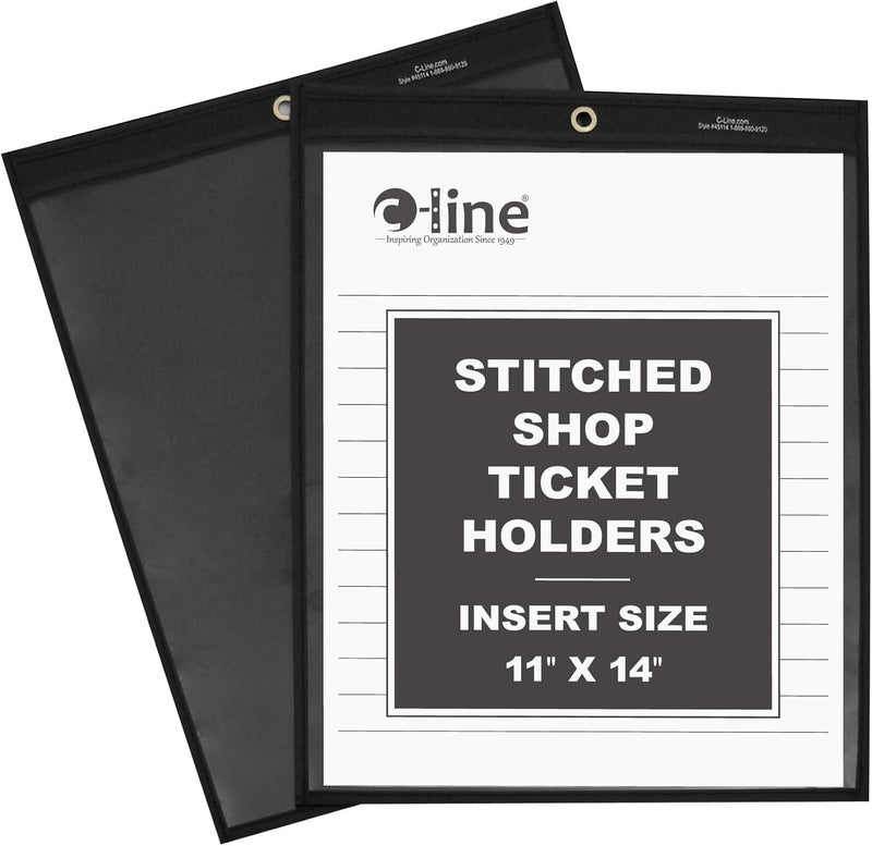 C-Line Shop Ticket Holders, Stitched, One Side Clear, 75 Sheets, 11 X 14, 25/bx - Image 1