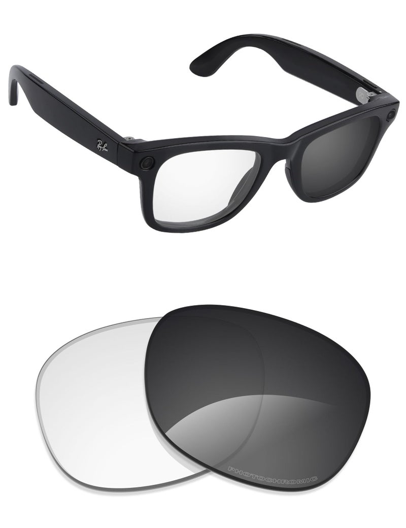Alphax Adapt Grey Photochromic Non-polarized Replacement Lenses for Ray-Ban Meta Wayfarer RW4006 50mm Sunglasses | Glare Reduction | Precision Cutting - Image 1
