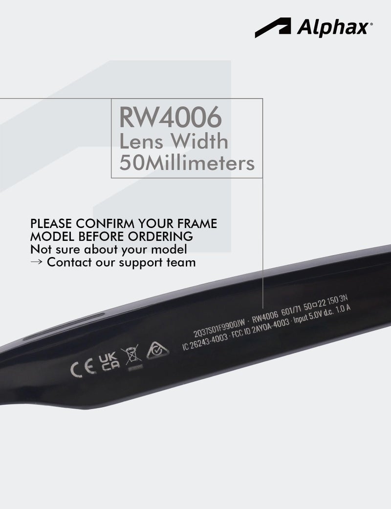 Alphax Adapt Grey Photochromic Non-polarized Replacement Lenses for Ray-Ban Meta Wayfarer RW4006 50mm Sunglasses | Glare Reduction | Precision Cutting - Image 4