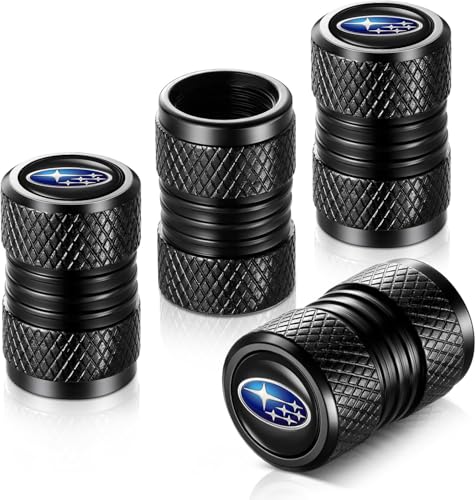 YHEESHIGN Tire Valve Stem Caps Compatible with Subaru Series Stem Cap Universal Car Air Cover Car Accessories for Cars SUV Truck Motorcycles 4pcs Black - Image 1
