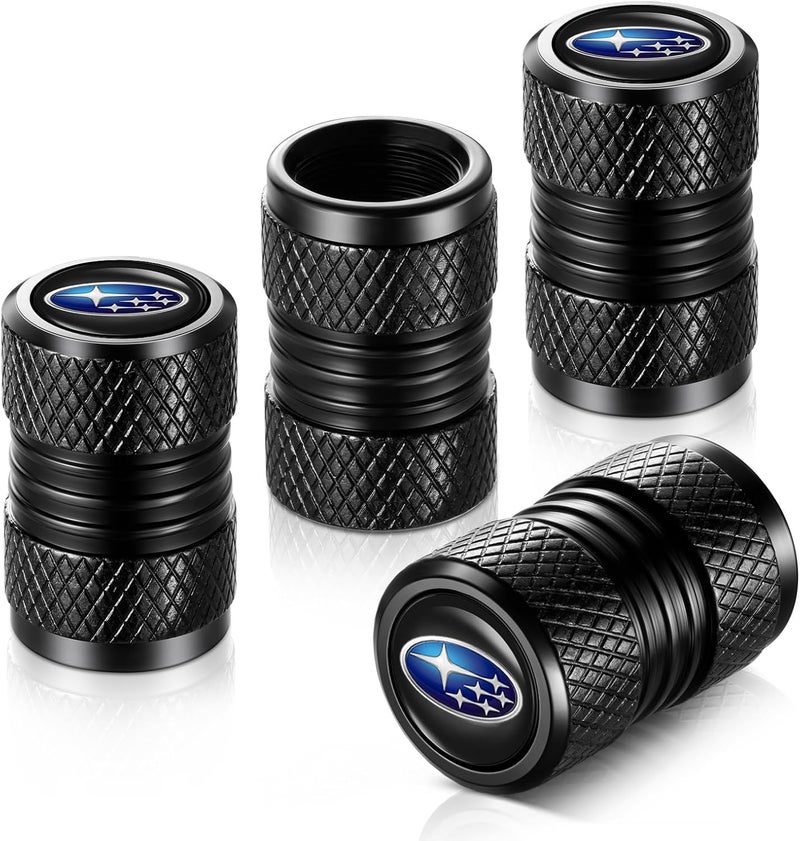 YHEESHIGN Tire Valve Stem Caps Compatible with Subaru Series Stem Cap Universal Car Air Cover Car Accessories for Cars SUV Truck Motorcycles 4pcs Black - Image 3
