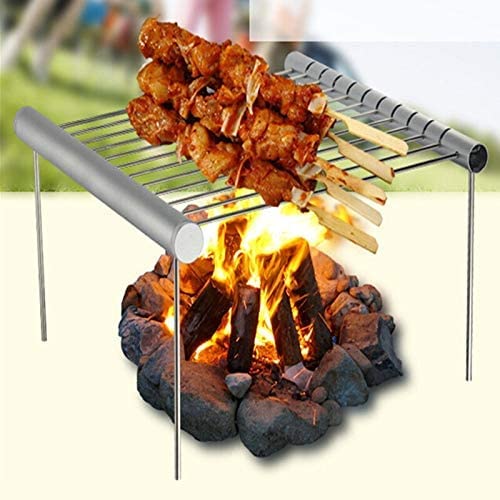 Mokshith Outdoor Stainless Steel Mini Grill Holder Outdoor Camping Grill Portable Camping Grill Stainless Steel Portable Camping Grill Large Capacity Foldable for Travel Home Camping Trekking BBQ - Image 3