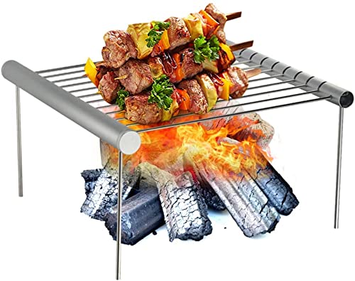 Mokshith Outdoor Stainless Steel Mini Grill Holder Outdoor Camping Grill Portable Camping Grill Stainless Steel Portable Camping Grill Large Capacity Foldable for Travel Home Camping Trekking BBQ - Image 1