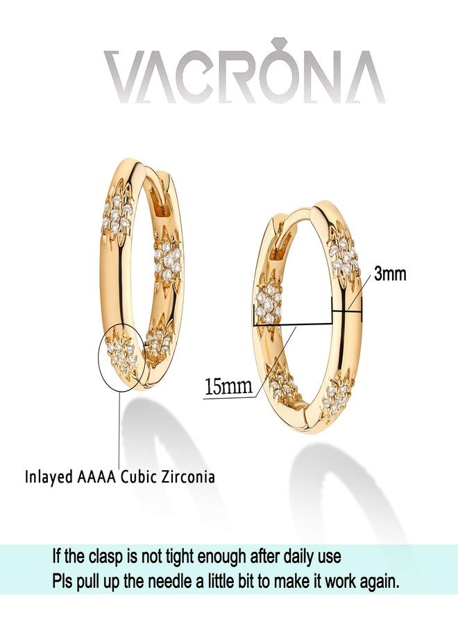 VACRONA Cubic Zirconia Huggie Hoop Earrings for Women 14k Gold Plated Tiny Earrings Small Huggie Hoops Earrings Simple Lightweight Hoops Gift - Image 5