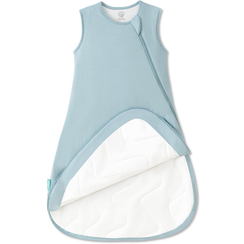 PurComfy Supersoft Sleep Sack 1.0 TOG, Premium Bamboo Viscose Baby Sleeping Bag, 2-Way Safe Zipper Sleep Sacks 3-6 Months (Slate) - Image 1