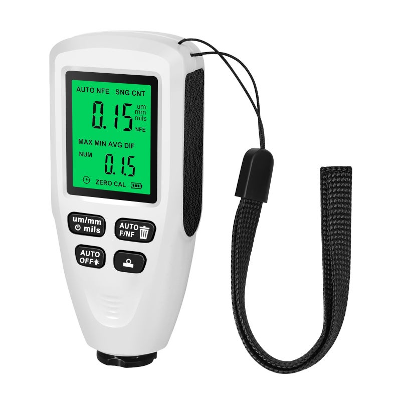 Paint Thickness Gauge White: HD Display Anti-slip Groove - Auto Substrate Detection Paint Thickness Meter for Used Car Buyers Industrial Manufacturing Labs - Image 2