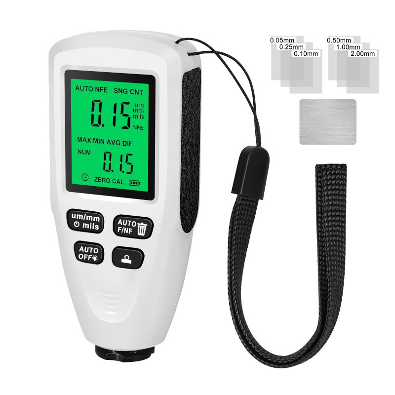 Paint Thickness Gauge White: HD Display Anti-slip Groove - Auto Substrate Detection Paint Thickness Meter for Used Car Buyers Industrial Manufacturing Labs - Image 1