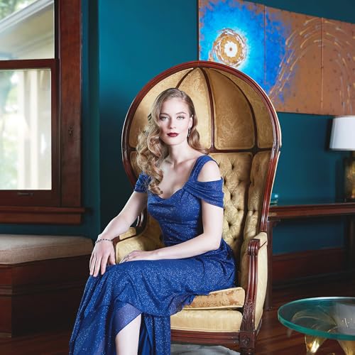Alex Evenings Women's Long Cold Shoulder Dress, Mother of The Bride, Formal Events, Electric Blue, 16 - Image 4