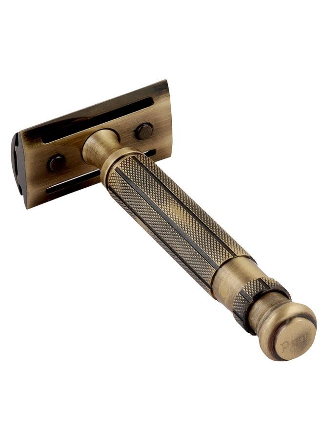 PEARL Shaving Double Edge Safety Razor L55 (Brass) Made With Brass Metal Classic & Traditional Shaving Razor ; 5 Premium Platinum Razor Blades Close & Clean Shaving Kit For Men Valentines Day Gift - Image 4
