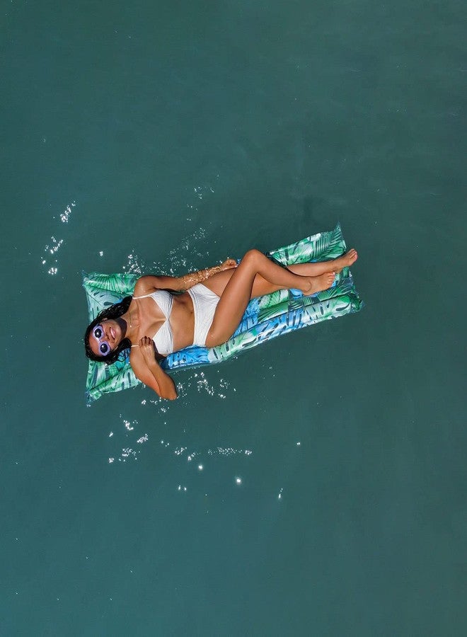 Poolcandy Resort Collection Inflatable Pool Floats, Swim Rings & Hammocks in Bright Palm Print Design Pattern - Image 3