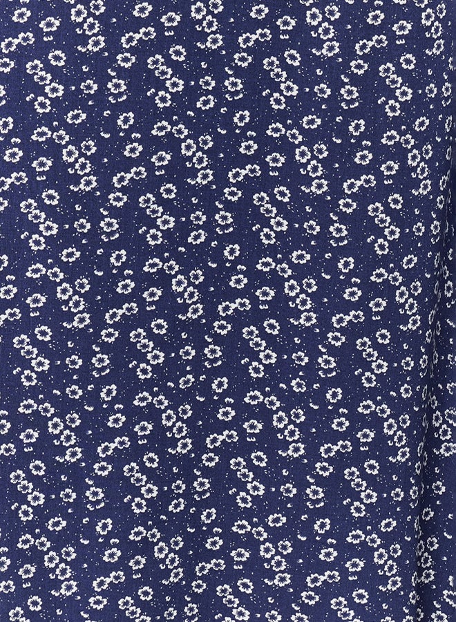 trendyol Blue Floral Patterned Viscose Fabric Midi Length Woven Skirt TWOSS23ET00295 - Image 5