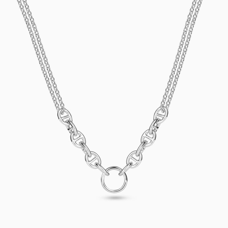 Waves by L'azurde Waves Circle Chain Necklace in Silver - Image 3