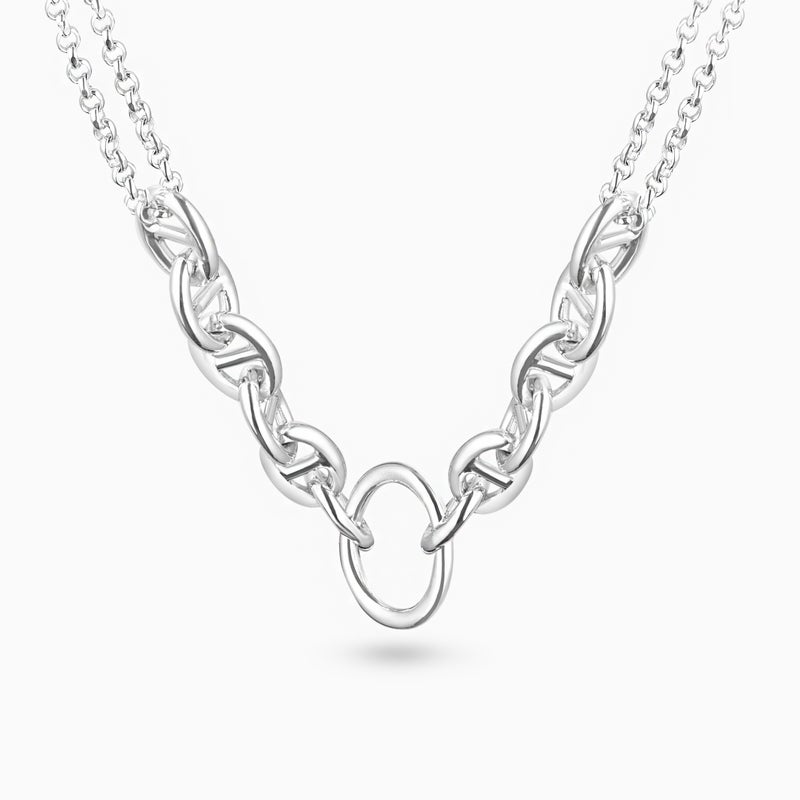 Waves by L'azurde Waves Circle Chain Necklace in Silver - Image 2