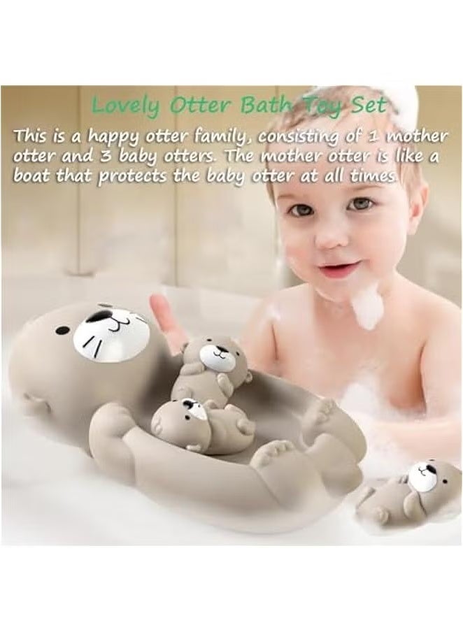 Betaoby Otter Bath Toy Set, 1 Mother Otter and 3 Baby Otters, Lovely Otter Family Tub Toy Parent-Child Otter Floating Water Toy Soft Squeeze Bathtub Toy for Babies - Image 4
