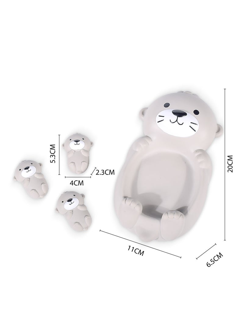 Betaoby Otter Bath Toy Set, 1 Mother Otter and 3 Baby Otters, Lovely Otter Family Tub Toy Parent-Child Otter Floating Water Toy Soft Squeeze Bathtub Toy for Babies - Image 2