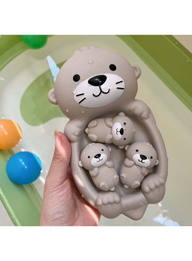 Betaoby Otter Bath Toy Set, 1 Mother Otter and 3 Baby Otters, Lovely Otter Family Tub Toy Parent-Child Otter Floating Water Toy Soft Squeeze Bathtub Toy for Babies - Image 1