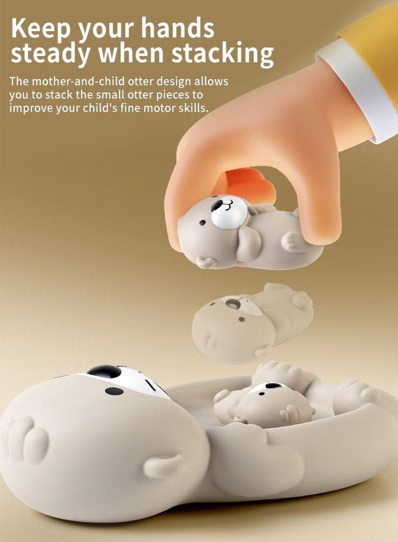 Betaoby Otter Bath Toy Set, 1 Mother Otter and 3 Baby Otters, Lovely Otter Family Tub Toy Parent-Child Otter Floating Water Toy Soft Squeeze Bathtub Toy for Babies - Image 4