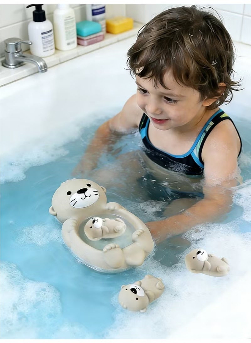 Betaoby Otter Bath Toy Set, 1 Mother Otter and 3 Baby Otters, Lovely Otter Family Tub Toy Parent-Child Otter Floating Water Toy Soft Squeeze Bathtub Toy for Babies - Image 3