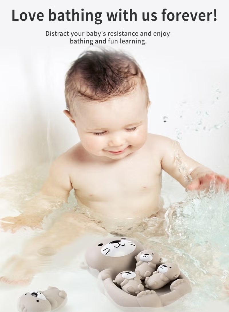 Betaoby Otter Bath Toy Set, 1 Mother Otter and 3 Baby Otters, Lovely Otter Family Tub Toy Parent-Child Otter Floating Water Toy Soft Squeeze Bathtub Toy for Babies - Image 5