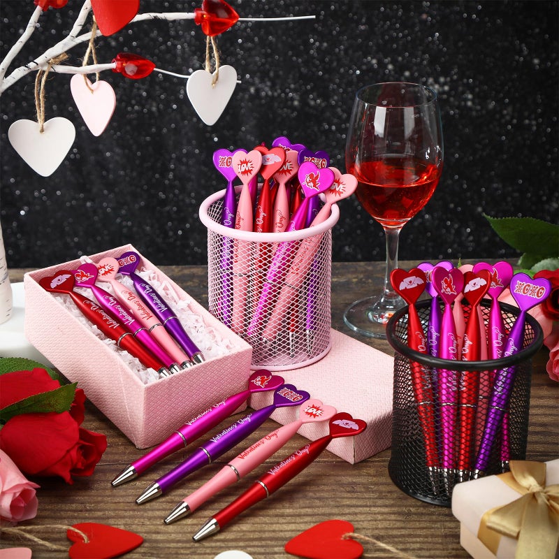 Sherr Valentine'S Day Heart Shaped Pens Bulk 1 Mm Black Gel Ink Rollerball Heart Pens For Valentine'S School Classroom Exchange Party Favor Supplies(72 Pcs) - Image 4
