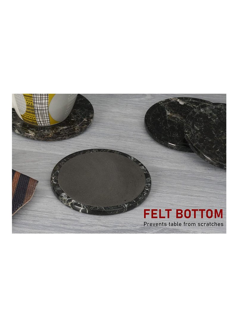 RADICALn RADICALn Coaster Set Cup Pad 3.5 Inches Handmade Marble Pot Black Coasters Plates for Mug Glass Drinks - Non Plastic Non Tile - Warming Stone Kitchen Car Office Drink Coaster Sets  - Image 3