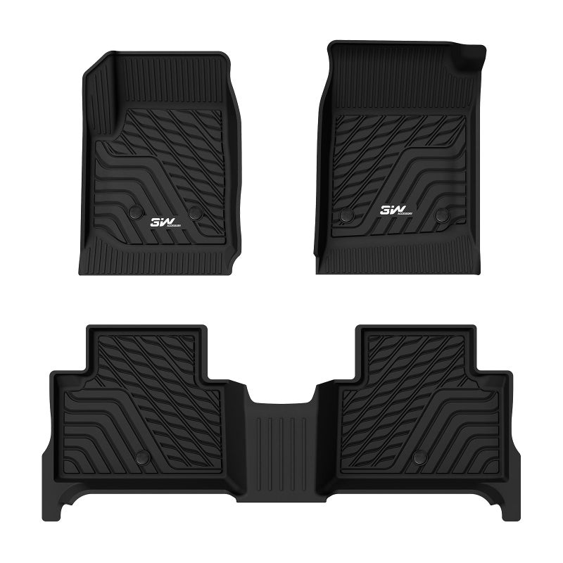 3W Floor Mats Fit for 20152022 Chevy Colorado Crew CabGMC Canyon Crew Cab Full TPE All Weather Chevy Colorado Car Mats 1st 2nd Row Custom Fit Accessories for ChevroletGMC Black