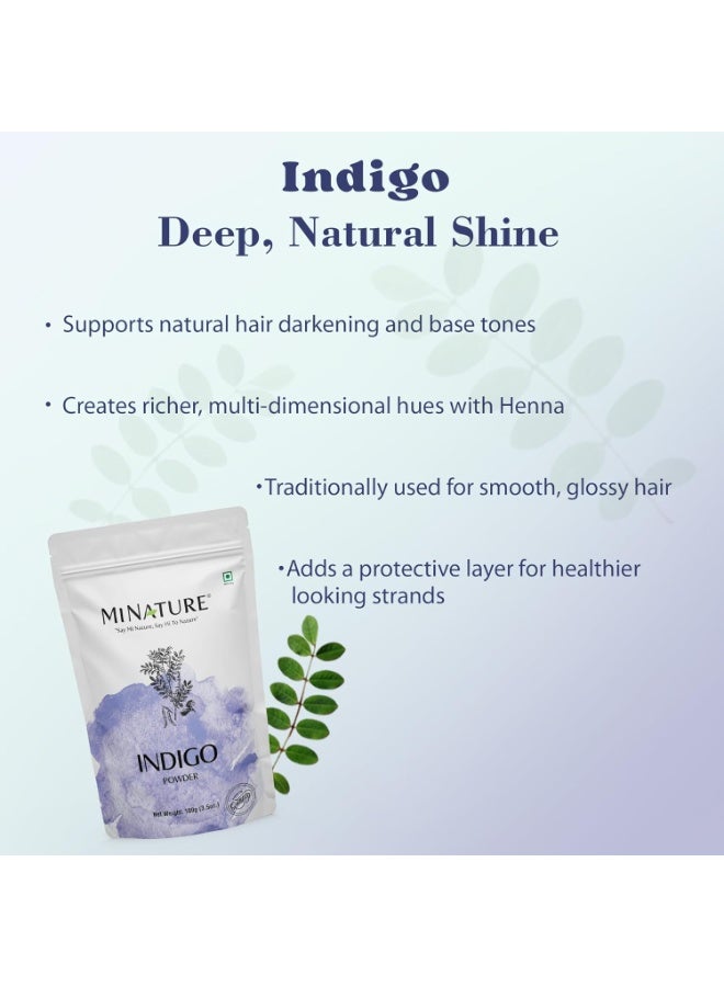 Mi Nature Hair Dye DIY Combo | Henna & Indigo Powder with Applicator |From Pure Dried Leaves| Sourced from Rajasthan for Black or Brown Colour |100G (EACH)(Pack of 2) - Image 3