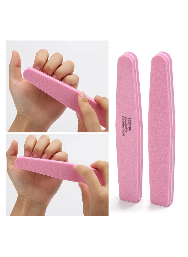 Sunshine smile Sunshine Professional Washable and Disinfectable Nail Buffers Grit 100/180 - Pink 10pcs in pack - Image 2