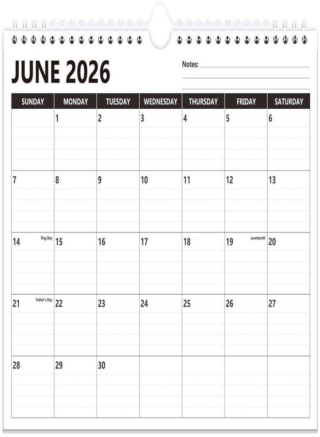 تقويم 2026-2027 - تقويم حائط لعام 2026 يمتد من يونيو 2026 إلى ديسمبر 2027، تقويم 19 شهرًا بورق سميك للتخطيط في المنزل أو المكتب، 8.5 × 11 بوصة، أسود - Image 1
