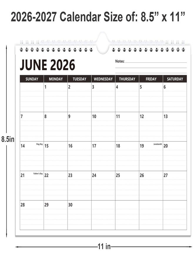 تقويم 2026-2027 - تقويم حائط لعام 2026 يمتد من يونيو 2026 إلى ديسمبر 2027، تقويم 19 شهرًا بورق سميك للتخطيط في المنزل أو المكتب، 8.5 × 11 بوصة، أسود - Image 3