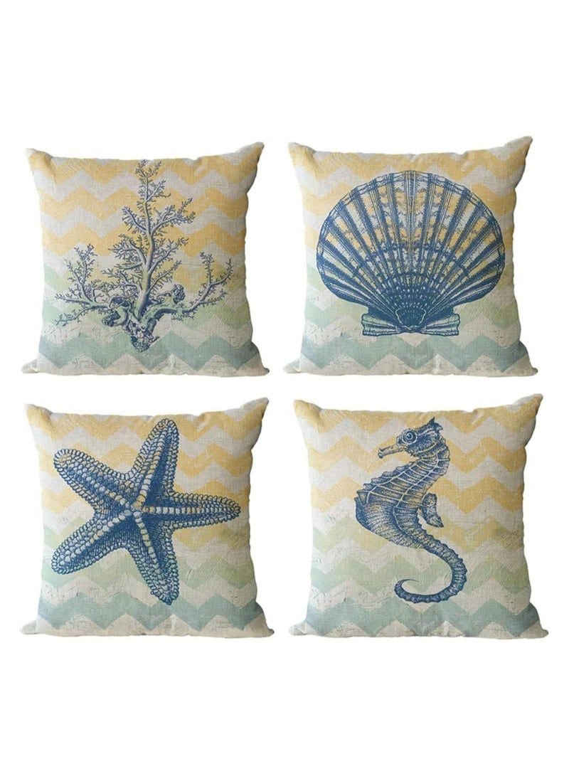 Oasisgalore Sea Pillow Square Decorative Pillows(4 Pack) 