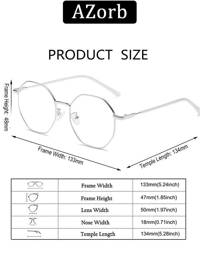 AZorb - Anti Blue Light Glasses for Men Women Metal Reading Gaming Glasses Blue Light Blocking Eye Glasses Clear Lens Hexagon Frame TV Computer Eyeglasses - Image 1