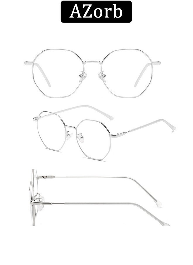 AZorb Anti Blue Light Glasses for Men Women Metal Reading Gaming Glasses Blue Light Blocking Eye Glasses Clear Lens Hexagon Frame TV Computer Eyeglasses  - Image 5