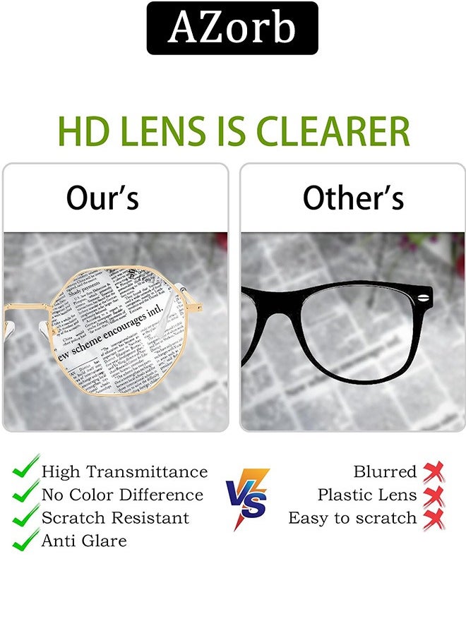AZorb Anti Blue Light Glasses for Men Women Metal Reading Gaming Glasses Blue Light Blocking Eye Glasses Clear Lens Hexagon Frame TV Computer Eyeglasses  - Image 3