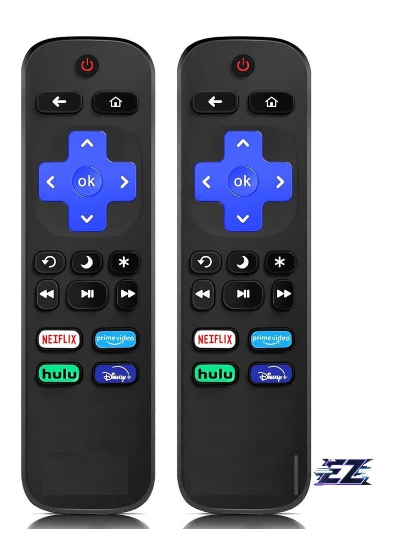 PopZa (Pack of 2) Replacement Remote Control for Roku TV - Compatible with TCL, Hisense, Sharp, Onn, Insignia Roku TVs, with Netflix, Disney+, Hulu, Prime Video Buttons – Includes Battery (Not for Roku Stick and Box) - Image 2