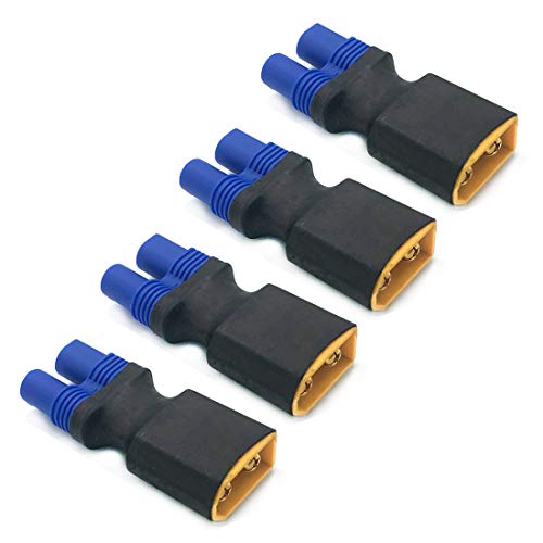 FLY RC 4pcs Male XT60 to Female EC3 Adapter No Wires EC3 Female to XT60 Plug Male Wireless Connector for RC FPV Drone Car Lipo NiMH Battery Charger ESC - Image 1