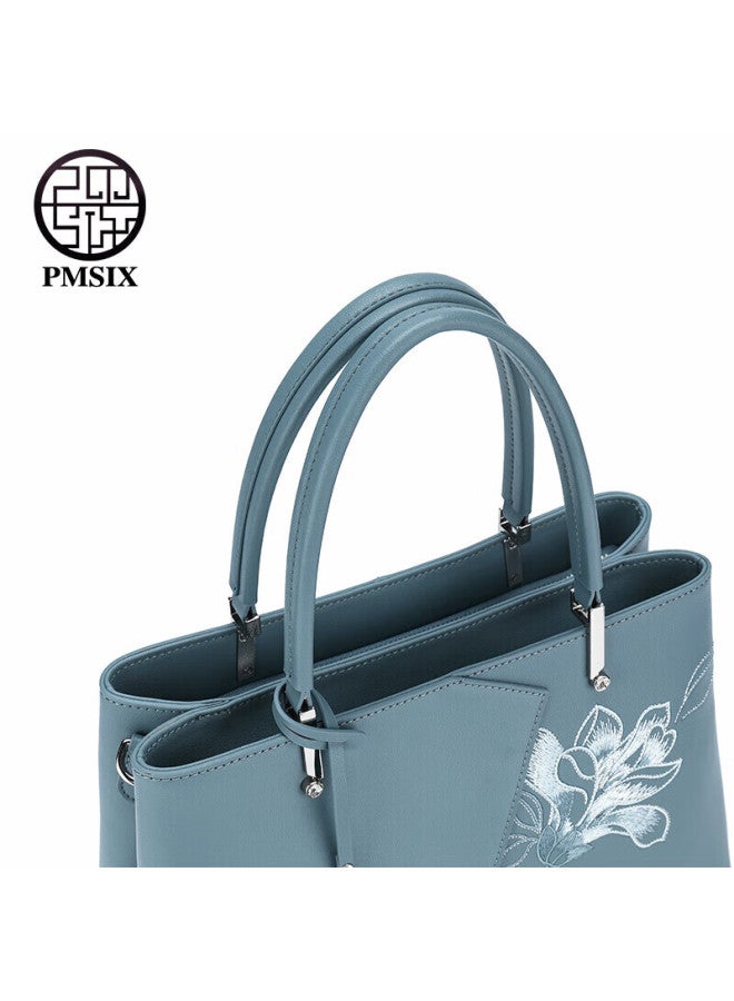 Pmsix Mother's Day Gift For Mom, Practical Handbag For Middle-aged Women, Large Capacity Crossbody And Handheld Light Luxury Embroidered Cowhide Bag - Image 3