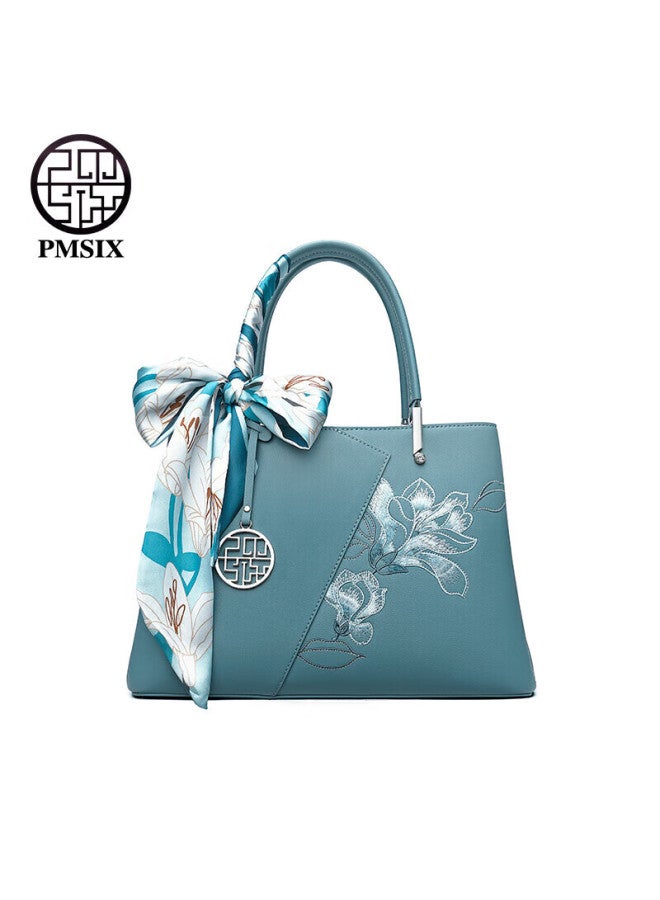 Pmsix Mother's Day Gift For Mom, Practical Handbag For Middle-aged Women, Large Capacity Crossbody And Handheld Light Luxury Embroidered Cowhide Bag - Image 1