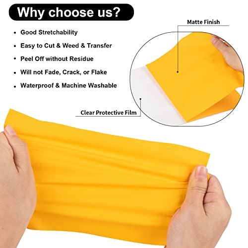 VINYL FROG Heat Transfer Vinyl Roll HTV Vinyl - 12" x12ft Yellow Iron on Vinyl for T-Shirts, Heat Press Vinyl for DIY Craft Designs (Yellow) - Image 2