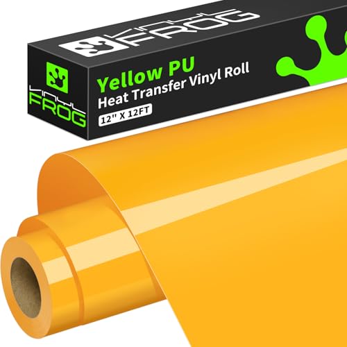 VINYL FROG Heat Transfer Vinyl Roll HTV Vinyl - 12" x12ft Yellow Iron on Vinyl for T-Shirts, Heat Press Vinyl for DIY Craft Designs (Yellow) - Image 1