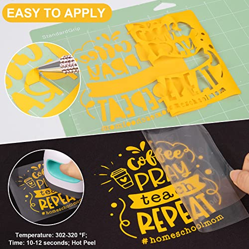 VINYL FROG Heat Transfer Vinyl Roll HTV Vinyl - 12" x12ft Yellow Iron on Vinyl for T-Shirts, Heat Press Vinyl for DIY Craft Designs (Yellow) - Image 3
