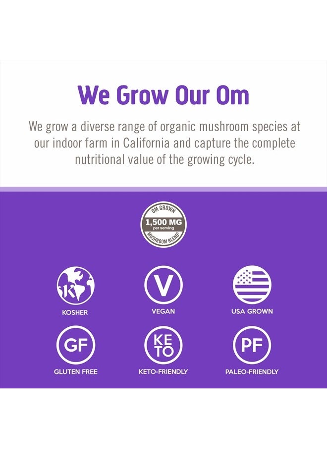 OM - Mushroom Superfood Sleep Mushroom Capsules Superfood Supplement, 90 Count, 30 Days, Reishi, GABA, L-Theanine, Melatonin for Rest & Sleep Quality Superfood Supplement - Image 1