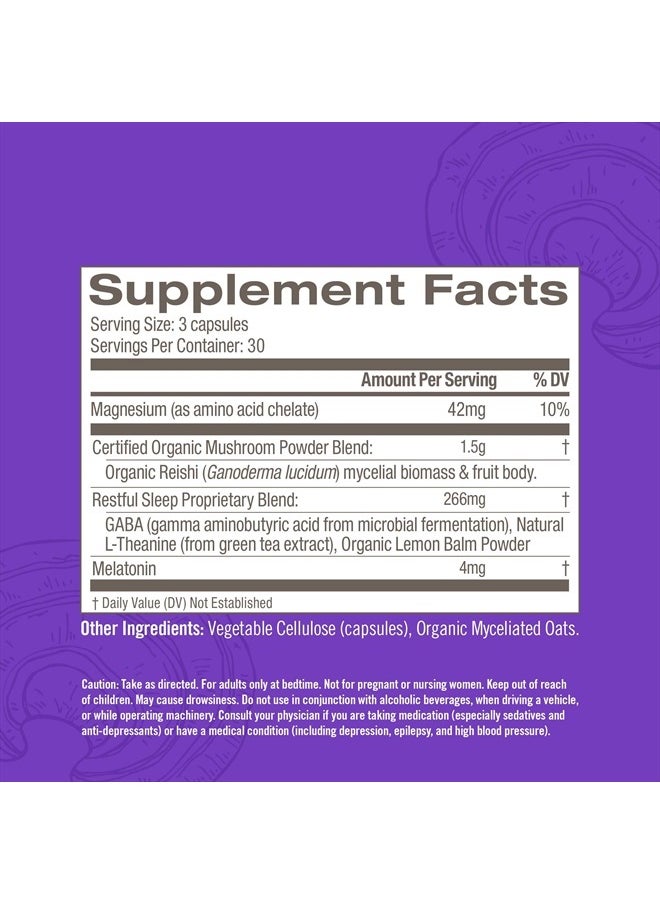 OM - Mushroom Superfood Sleep Mushroom Capsules Superfood Supplement, 90 Count, 30 Days, Reishi, GABA, L-Theanine, Melatonin for Rest & Sleep Quality Superfood Supplement - Image 1