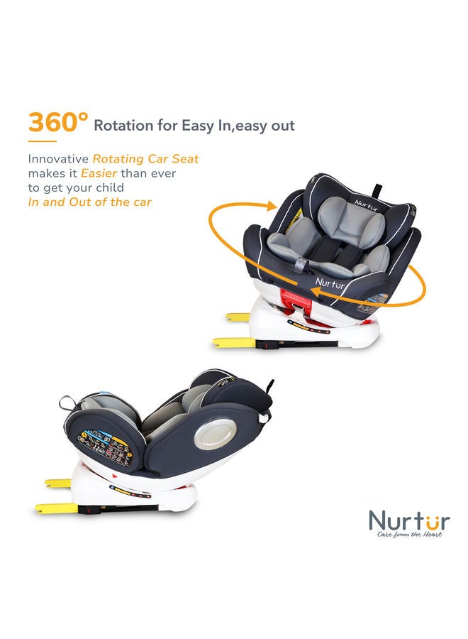 Nurtur Ultra Baby Kids 4in1 Car Seat 360 Rotation ISOFIX 9Level Adjustable Headrest and Canopy 0 months to 12 years Upto 36kg Official Product - Image 3