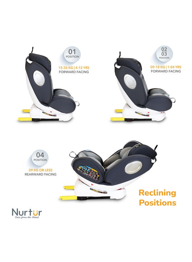 Nurtur Ultra Baby Kids 4in1 Car Seat 360 Rotation ISOFIX 9Level Adjustable Headrest and Canopy 0 months to 12 years Upto 36kg Official Product - Image 4